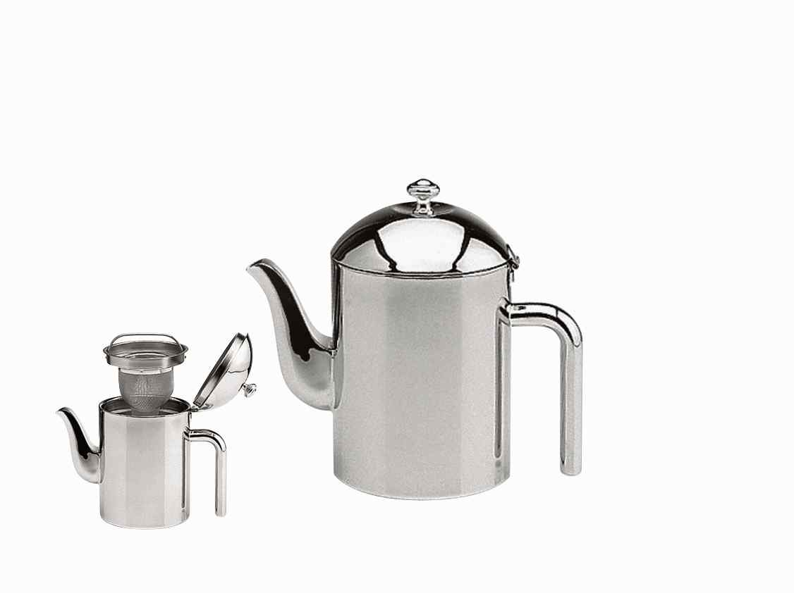 Teekanne Edelstahl 18/10 0,60l doppelwandig, mit Teesieb