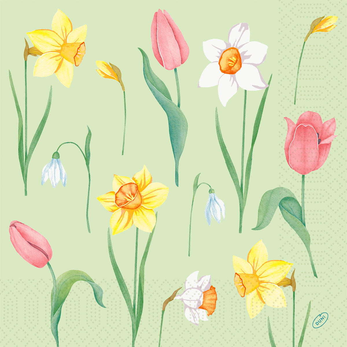 Zelltuchservietten - Spring Melody, 40 x 40 cm, 3-lagig, 1/4 Falz