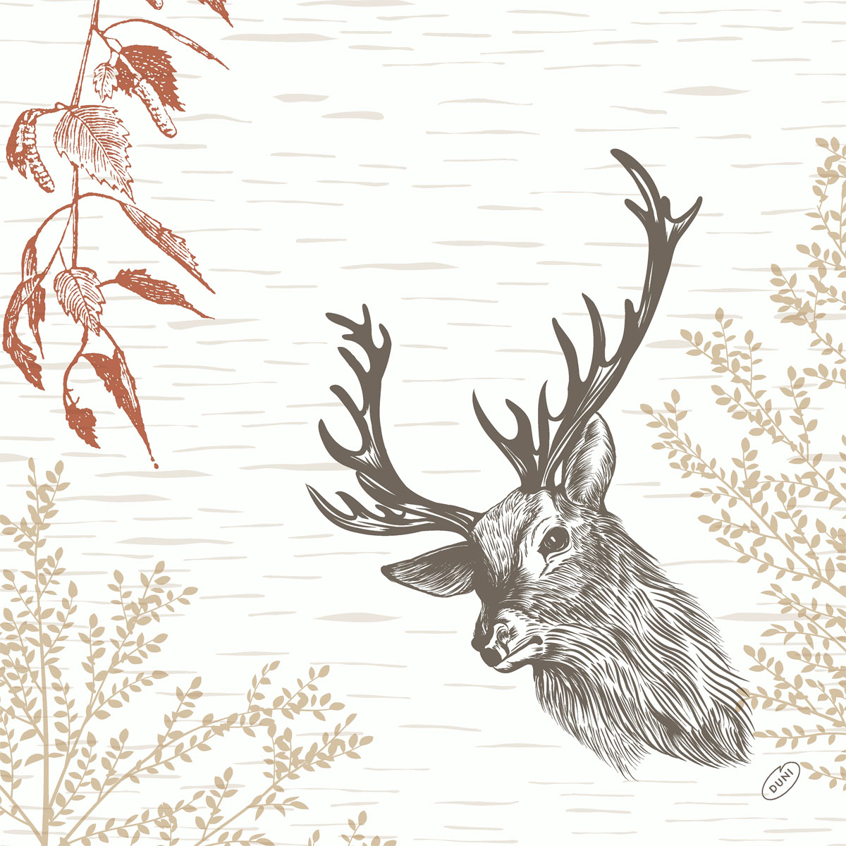 BIO Dunisoftservietten - Wood & Deer, 40 x 40 cm, 1/4-Falz