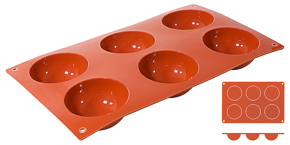 Silikon-Backmatte, HALBKUGEL, 6 Formen