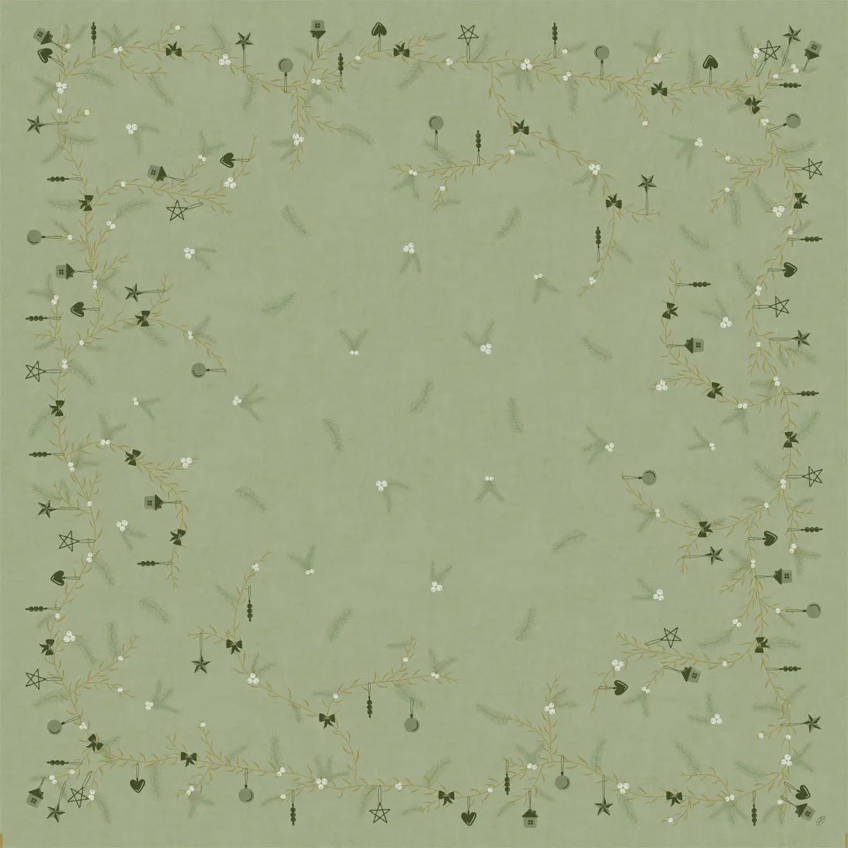 Mitteldecken BIO Dunicel - Noel Pistachio, 84 x 84 cm