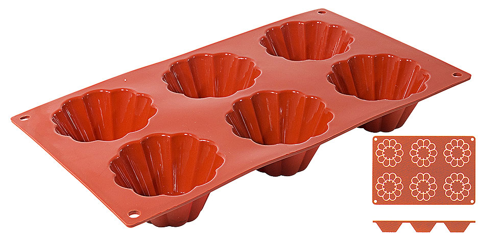 Silikon-Backmatte, BRIOCHETTE mit 6 Formen