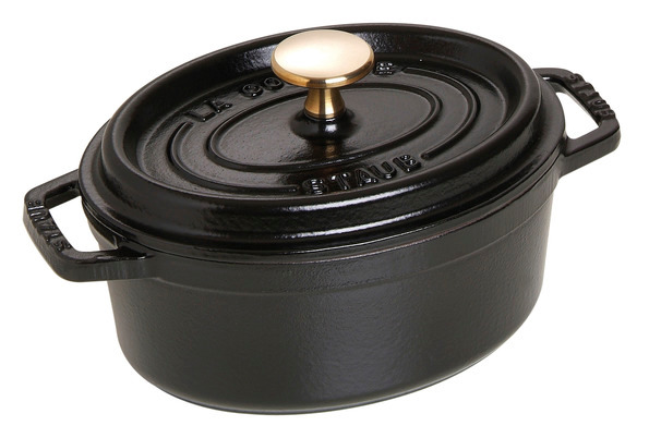 Cocotte, 17 cm, Schwarz, oval, Gusseisen