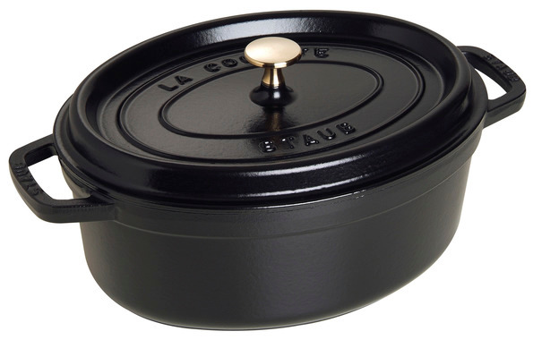 Cocotte, 29 cm, Schwarz, oval, Gusseisen