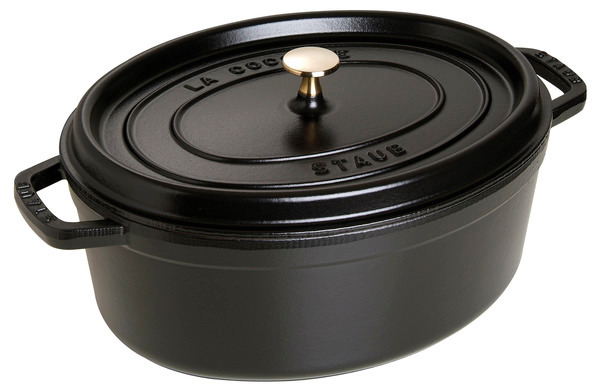Cocotte, 33 cm, Schwarz, oval, Gusseisen