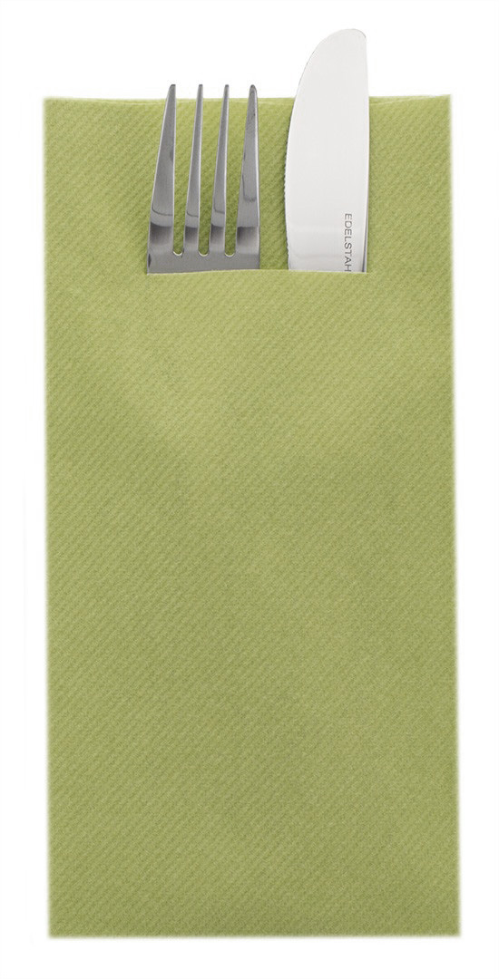 Pocket Napkin - Linclass Besteckservietten, 40 x 40 cm, 1/8 Falz, oliv