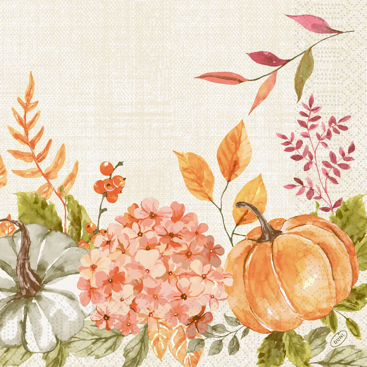 Zelltuchservietten - Spicy Pumpkin, 40 x 40 cm, 3-lagig, 1/4-Falz