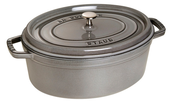 Cocotte, 33 cm, Graphit-Grau, oval, Gusseisen