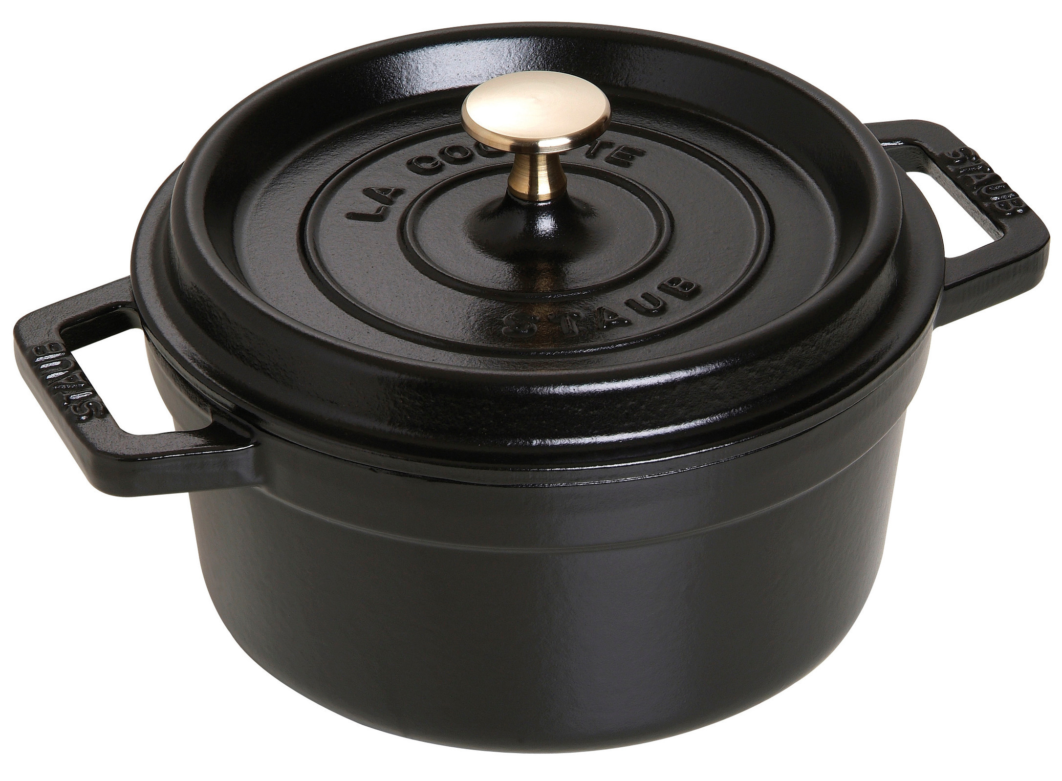 Cocotte, 20 cm, Schwarz, rund, Gusseisen