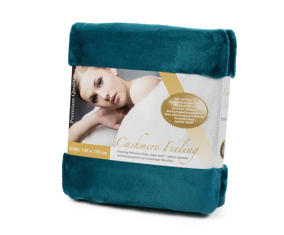 Microflauschdecke Cashmere Feeling, 130 x 170 cm, aqua