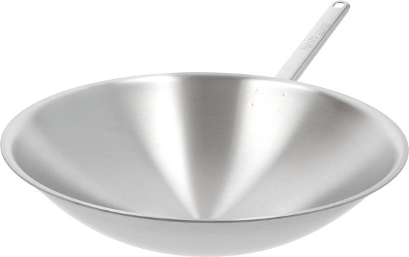 Wok runder Boden, 36 cm, rund, 18/10 Edelstahl