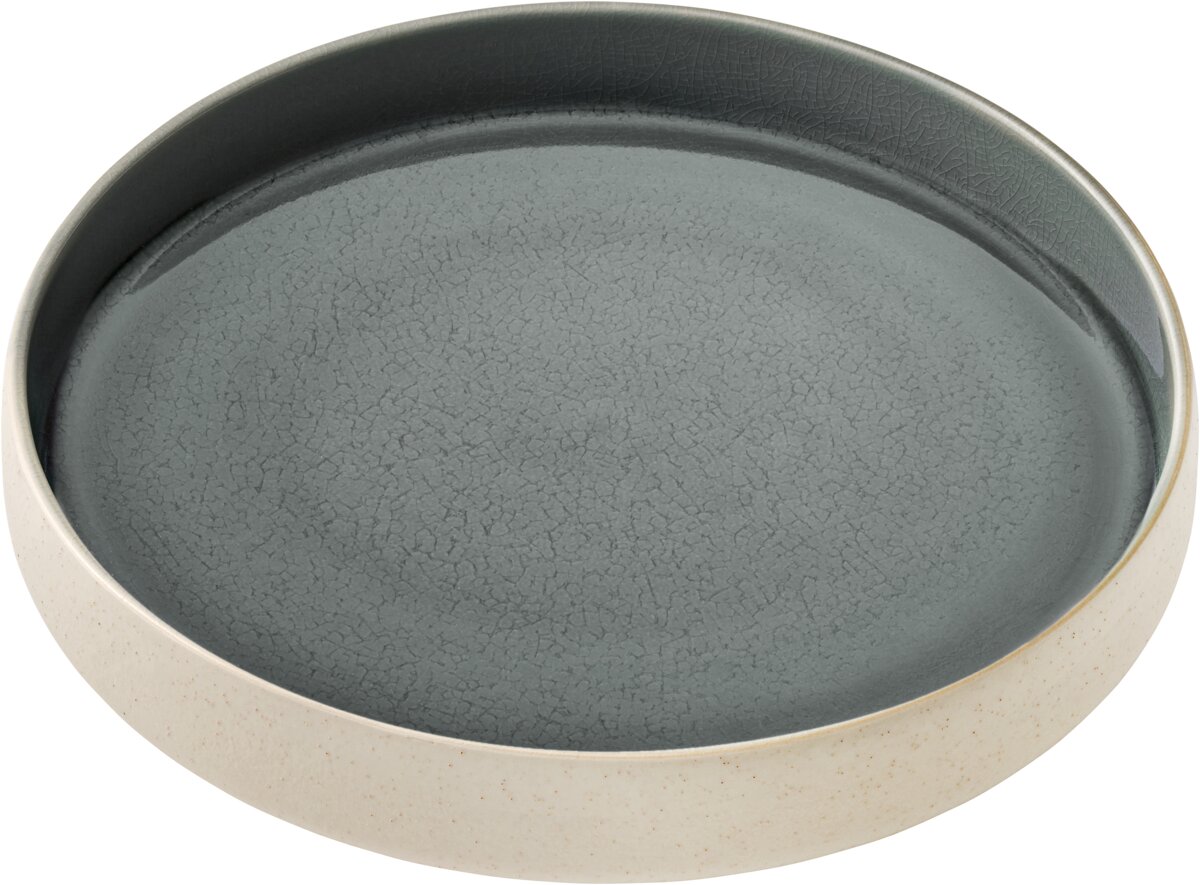Nara Grey - Teller tief rund hoher Rand , grau, 24 cm