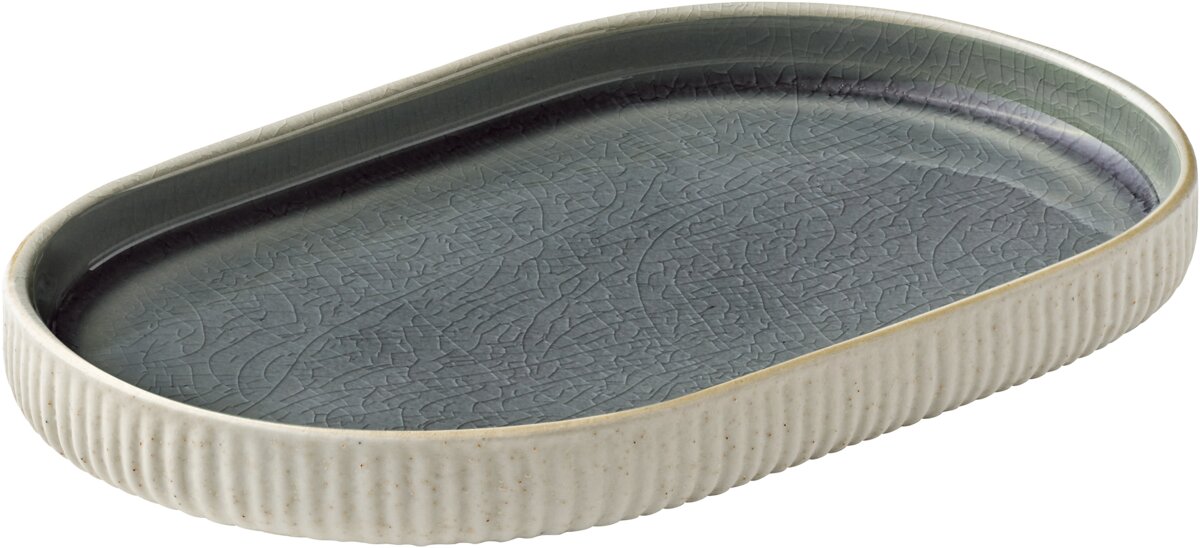 Nara Grey - Platte oval Relief, grau, 18 cm