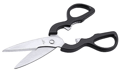Küchenschere, schwarz, Klinge 9 cm