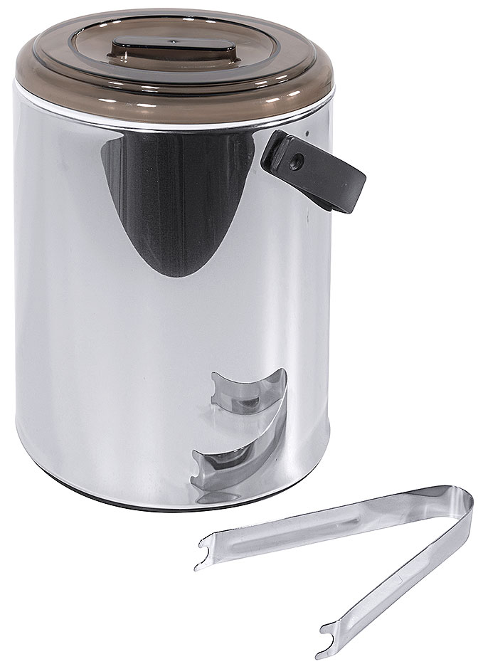 Eiseimer - Edelstahl hochglänzend mit Einsatz und Eiszange, 2 ltr.