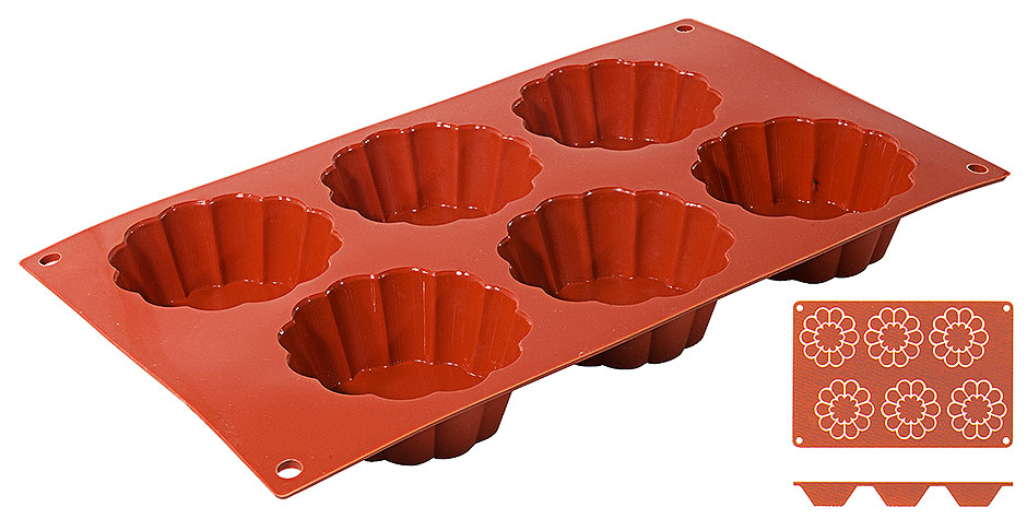 Silikon-Backmatte, BRIOCHETTE mit 6 Formen