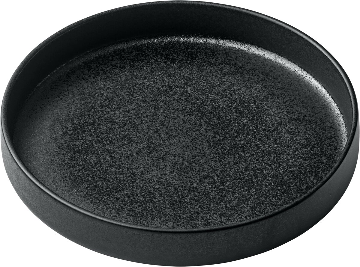 Nara Black - Teller tief rund hoher Rand schwarz, 24 cm