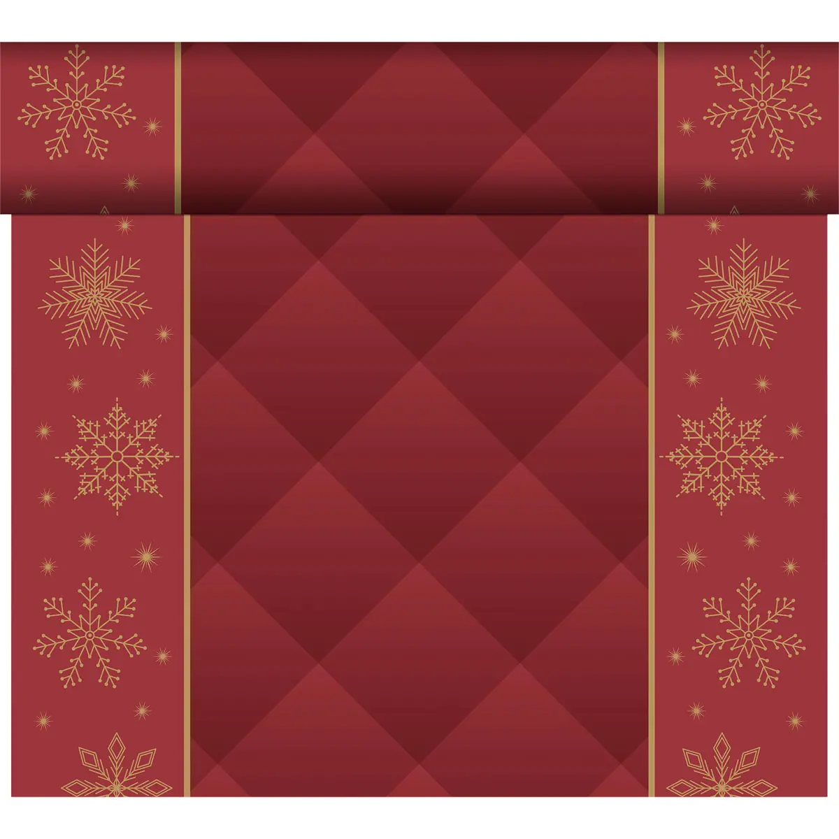 Tête-à-Tête Tischläufer BIO Dunicel - Rhombus bordeaux, 24 m x 40 cm, 20 Abschnitte