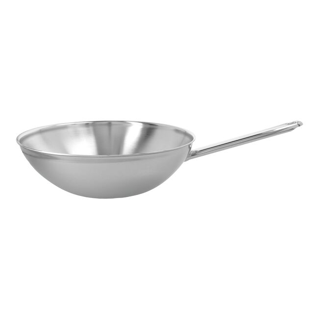 Wok flacher Boden, 30 cm, rund, 18/10 Edelstahl
