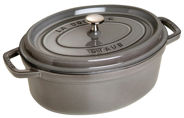 Cocotte, 29 cm, Graphit-Grau, oval, Gusseisen