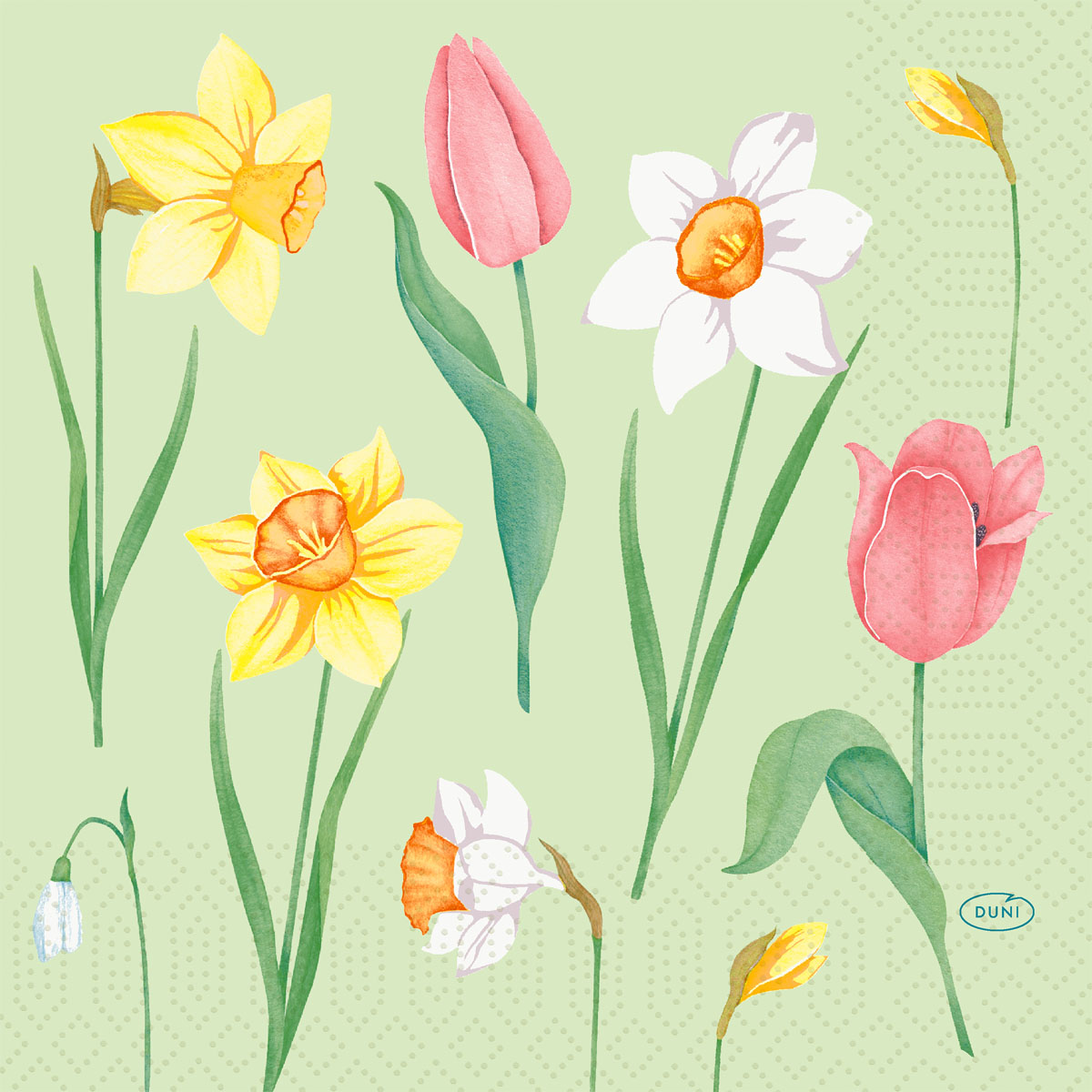Zelltuchservietten - Spring Melody, 33 x 33 cm, 3-lagig, 1/4 Falz
