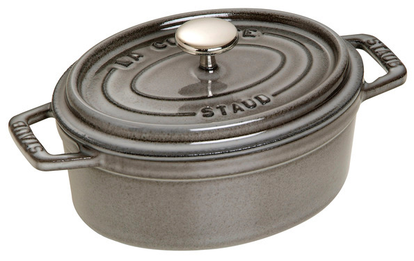 Cocotte, 15 cm, Graphit-Grau, oval, Gusseisen