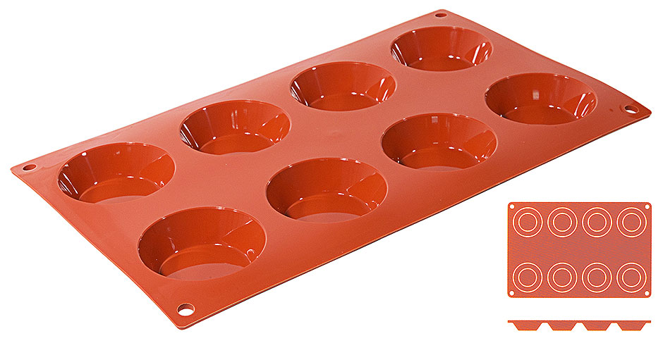 Silikon-Backmatte, TORTELETT mit 8 Formen