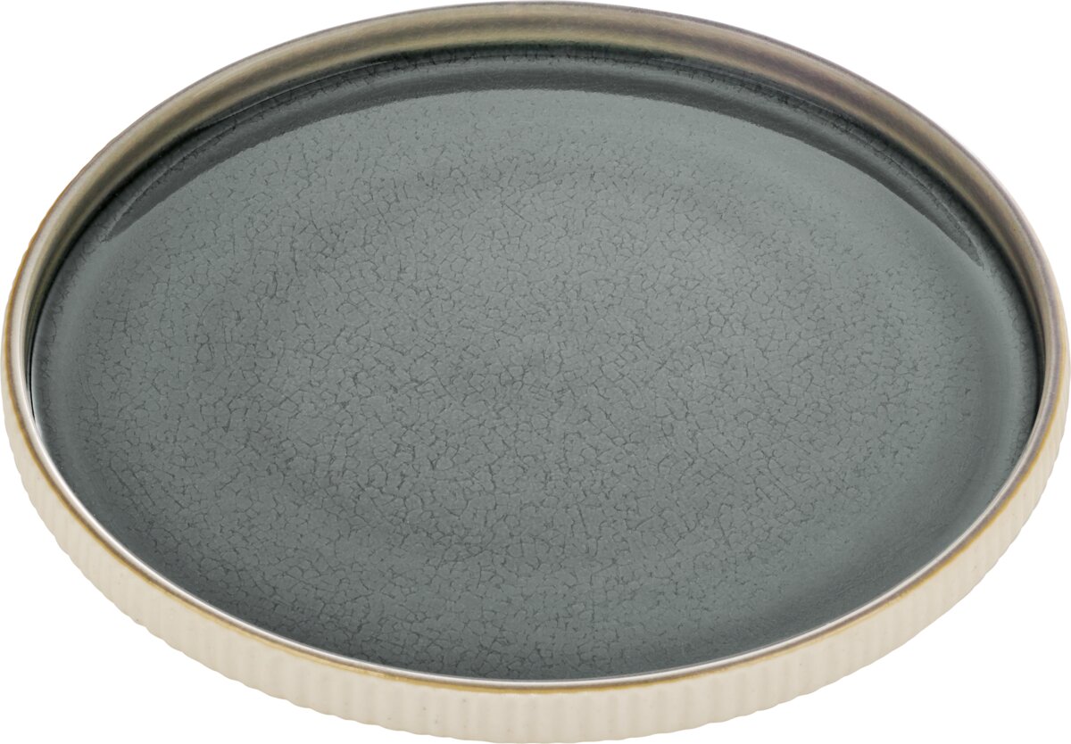 Nara Grey - Teller flach rund Relief, grau, 27 cm