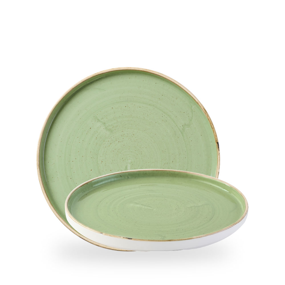 Churchill Stonecast Sage Green Teller Rund Mit Erhoehtem Rand 26 cm