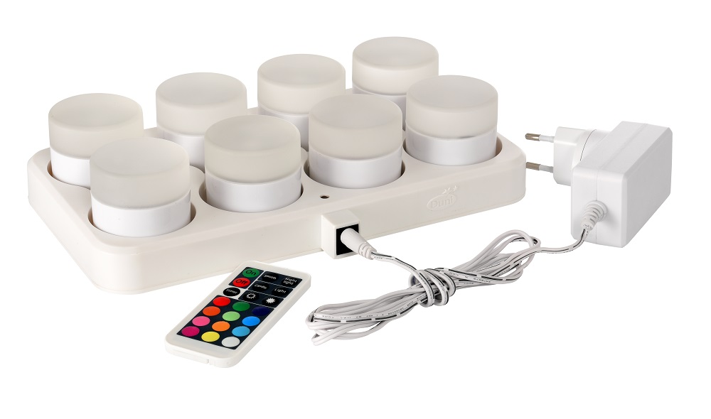LED Mini Lamp-Set Multicolor inklusive Warmweiß, 8 Stück, 5 x 4,8 cm