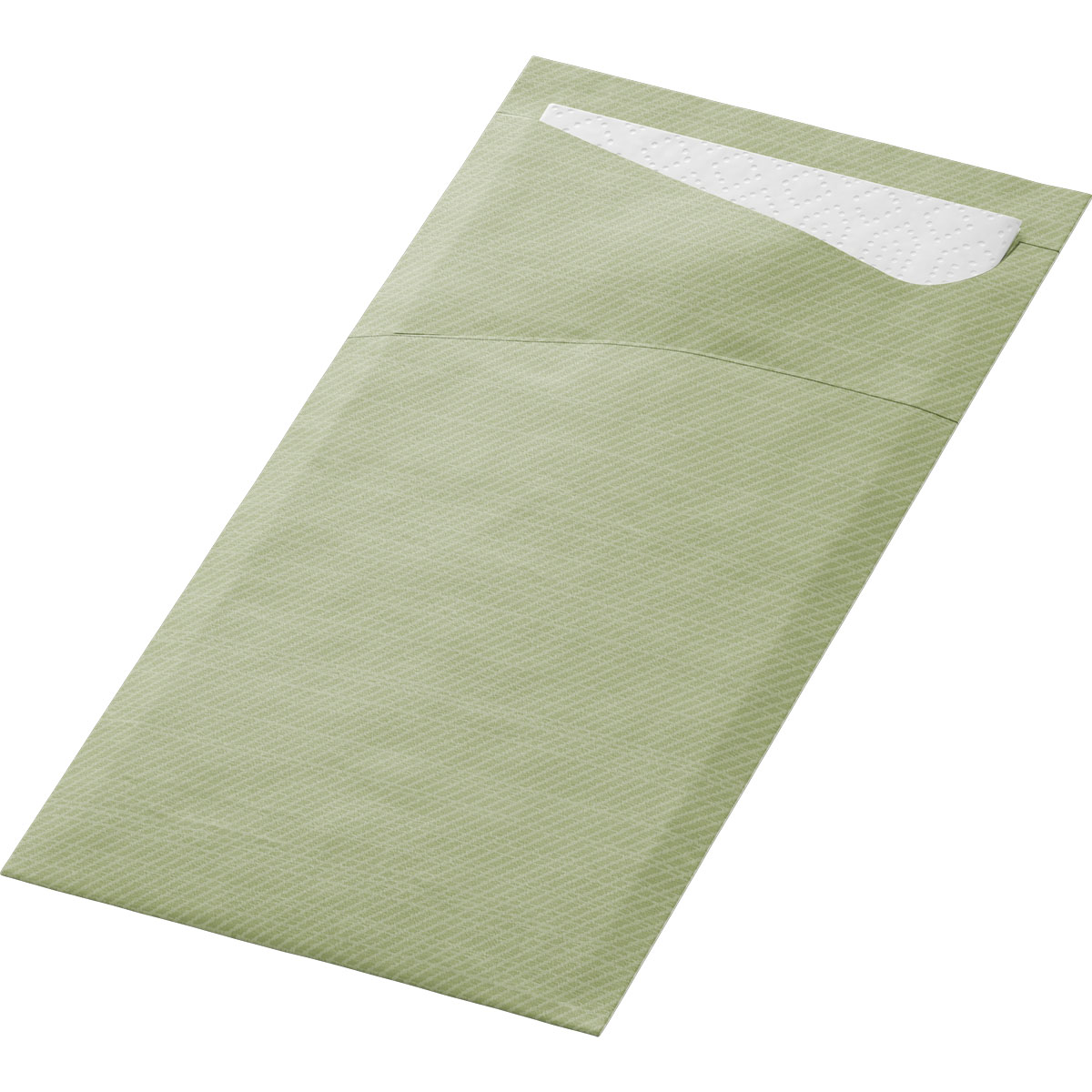 Sacchetto Zelltuch-Serviettentasche, pistachio green, Serviette weiß, 190 x 85 mm