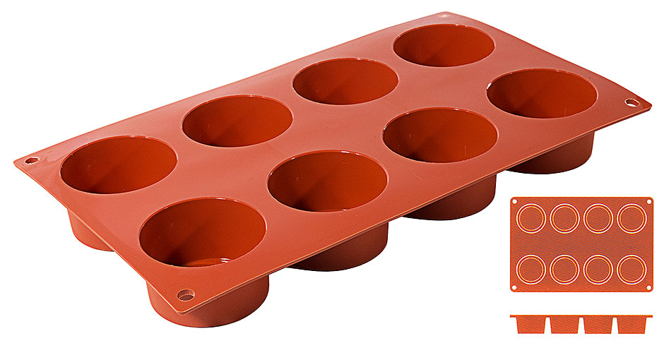 Silikon-Backmatte, ZYLINDER mit 8 Formen