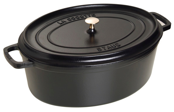 Cocotte, 41 cm, Schwarz, oval, Gusseisen