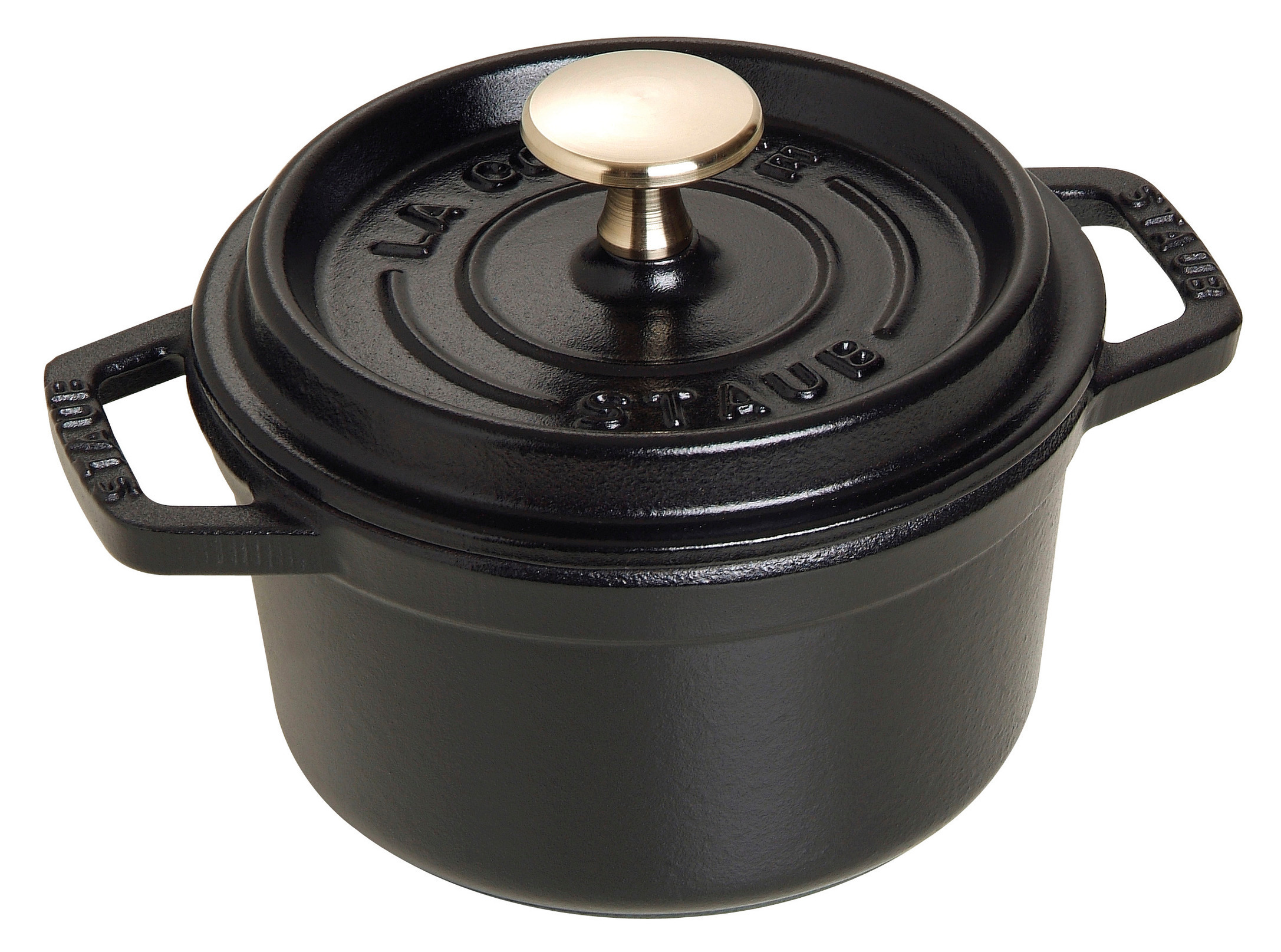 Cocotte, 14 cm, Schwarz, rund, Gusseisen