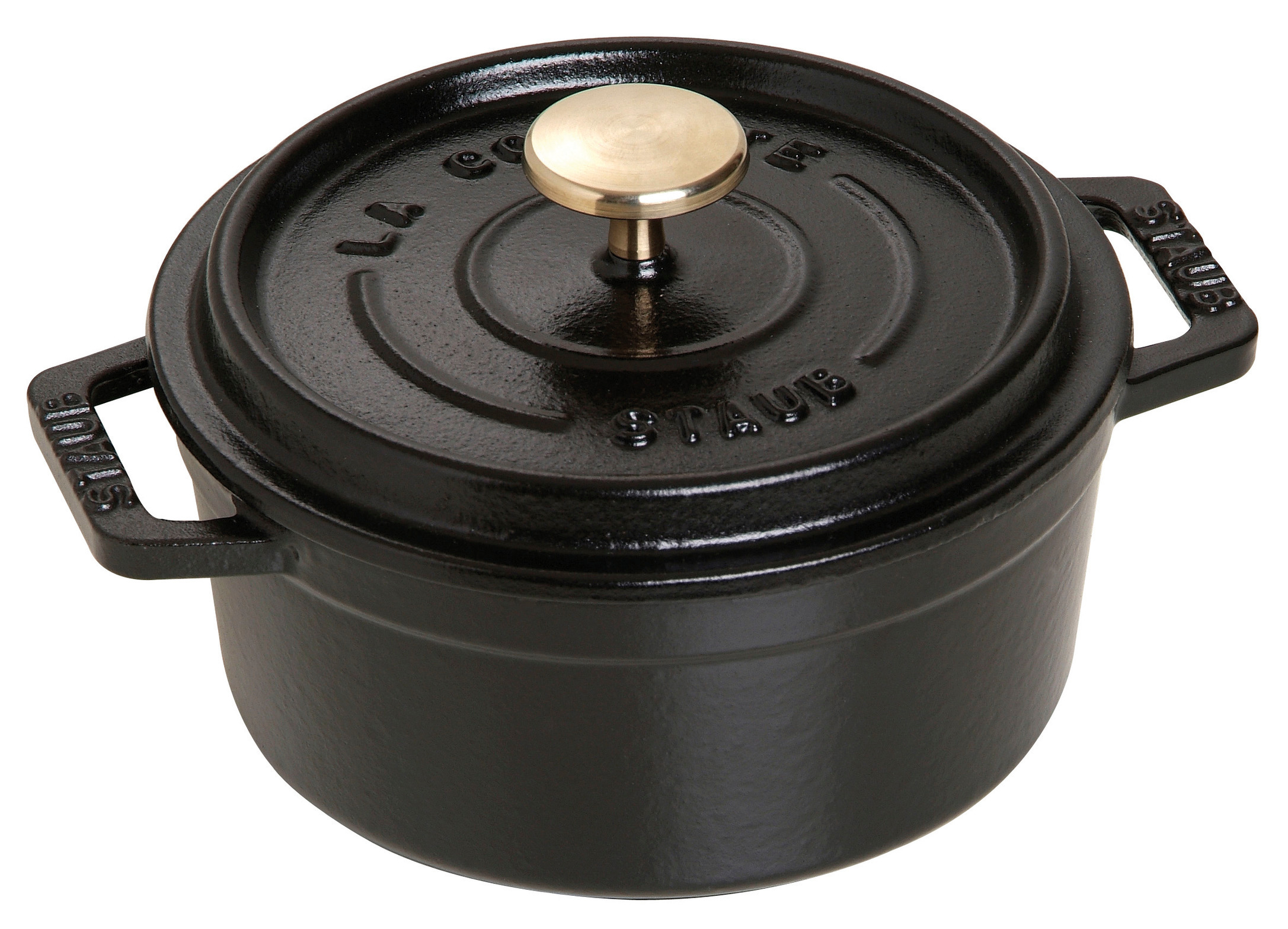 Cocotte, 12 cm, Schwarz, rund, Gusseisen