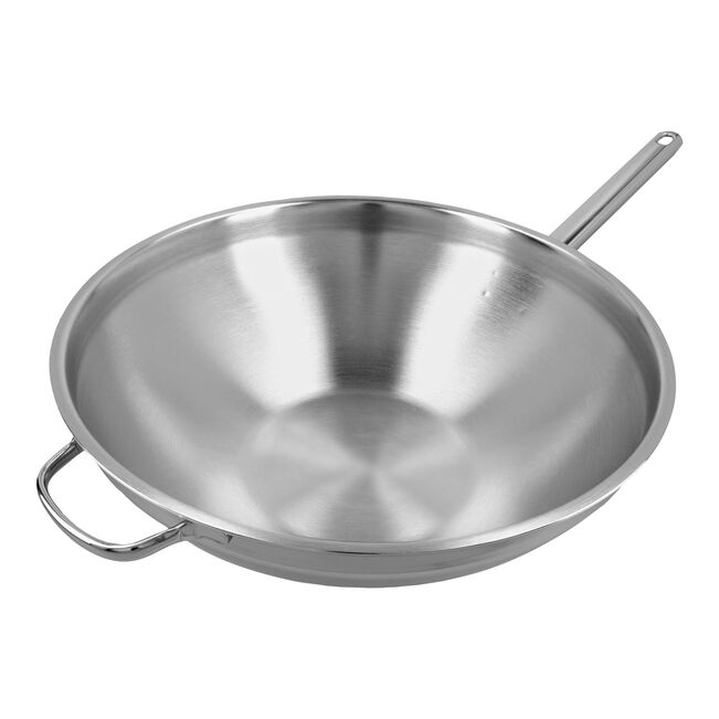 Wok flacher Boden, 36 cm, rund, 18/10 Edelstahl