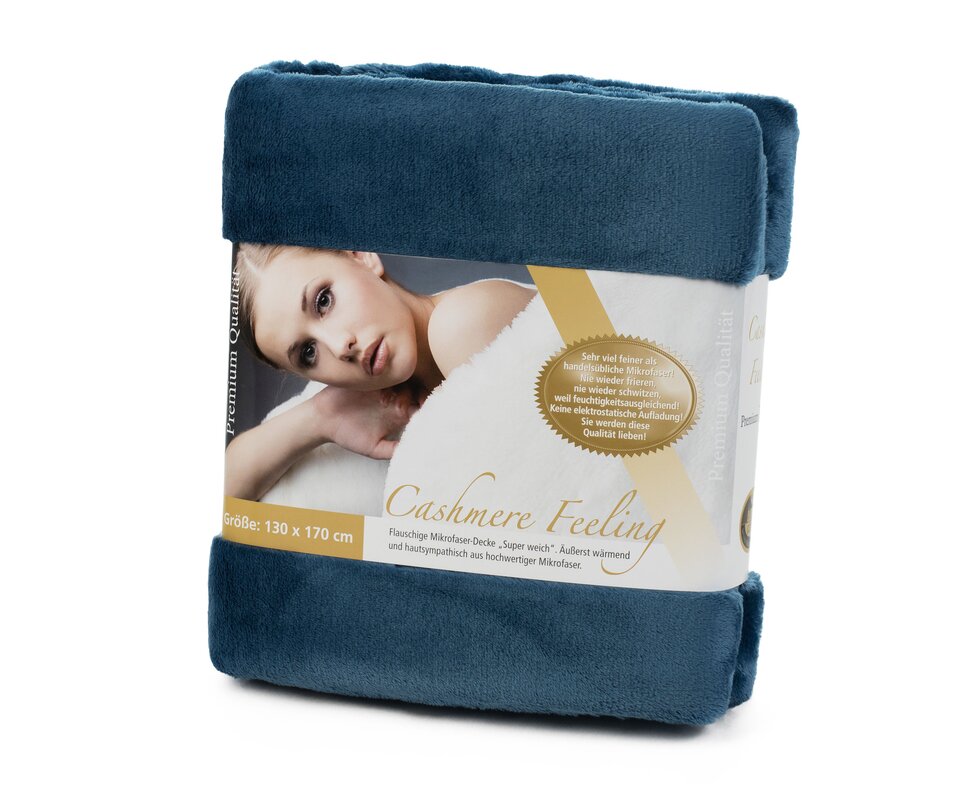 Microflauschdecke Cashmere Feeling, 130 x 170 cm, blau