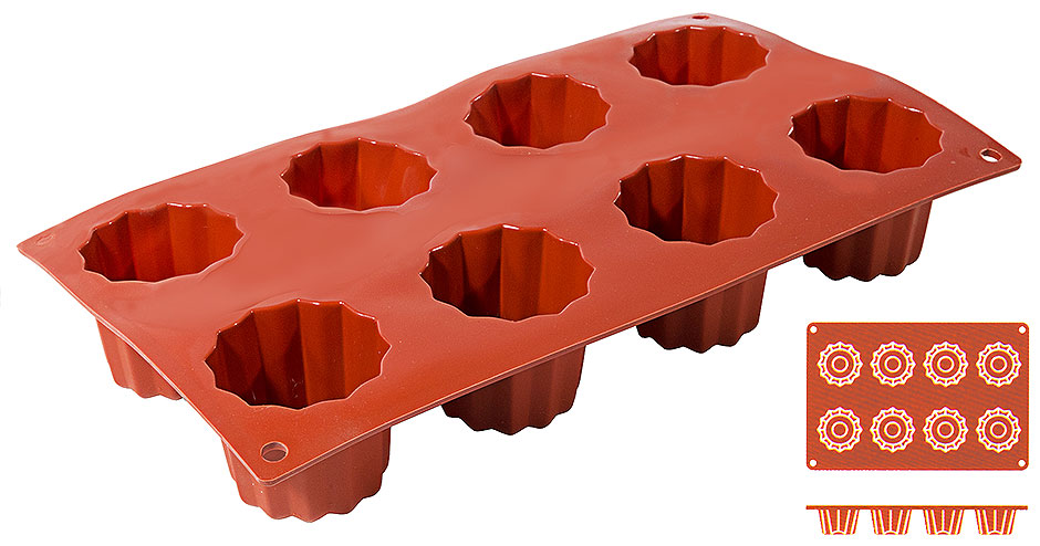 Silikon-Backmatte, BORDELAIS mit 8 Formen
