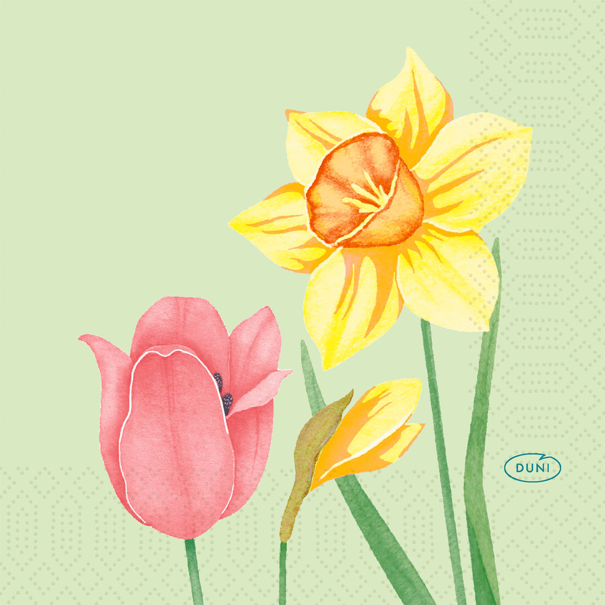 Zelltuchservietten - Spring Melody, 24 x 24 cm, 3-lagig, 1/4 Falz