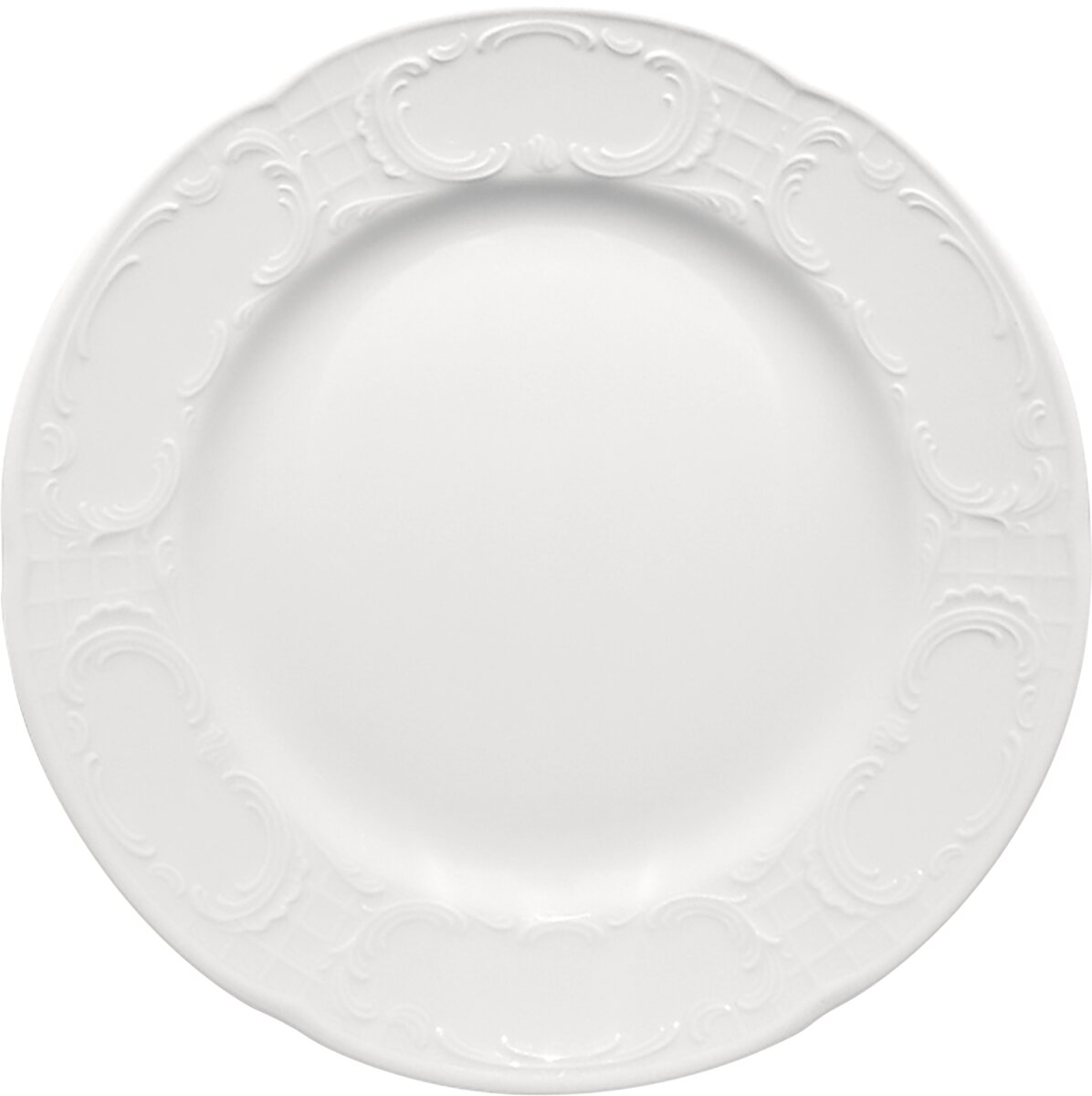 Mozart - Teller flach rund steile Fahne Relief, 27 cm