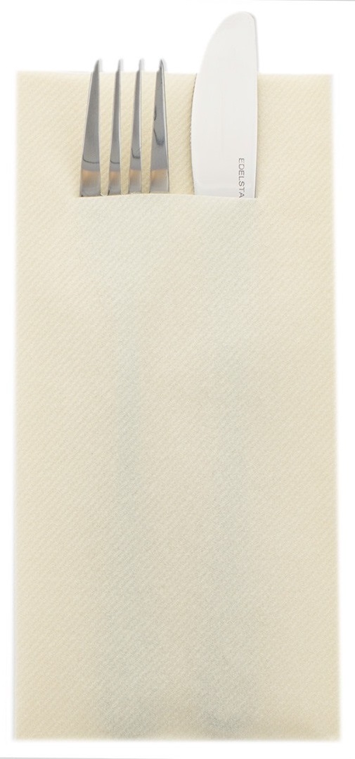 Pocket Napkin - Linclass light Besteckservietten, 40 x 40 cm, 1/8 Falz, creme