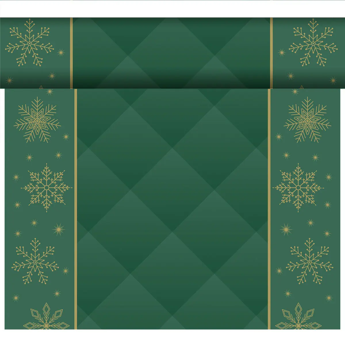 Tête-à-Tête Tischläufer BIO Dunicel - Rhombus green, 24 m x 40 cm, 20 Abschnitte