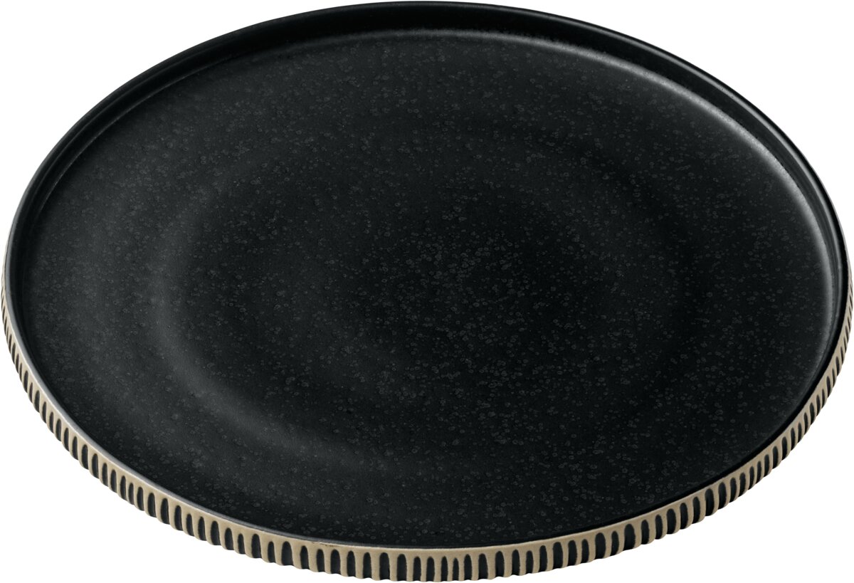 Nara Black&White - Teller flach rund hoher Rand Relief, schwarz-weiß, 27 cm