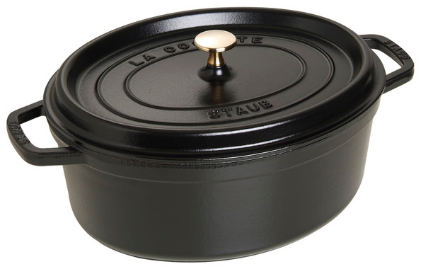 Cocotte, 31 cm, Schwarz, oval, Gusseisen