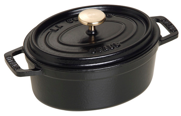 Cocotte, 15 cm, Schwarz, oval, Gusseisen