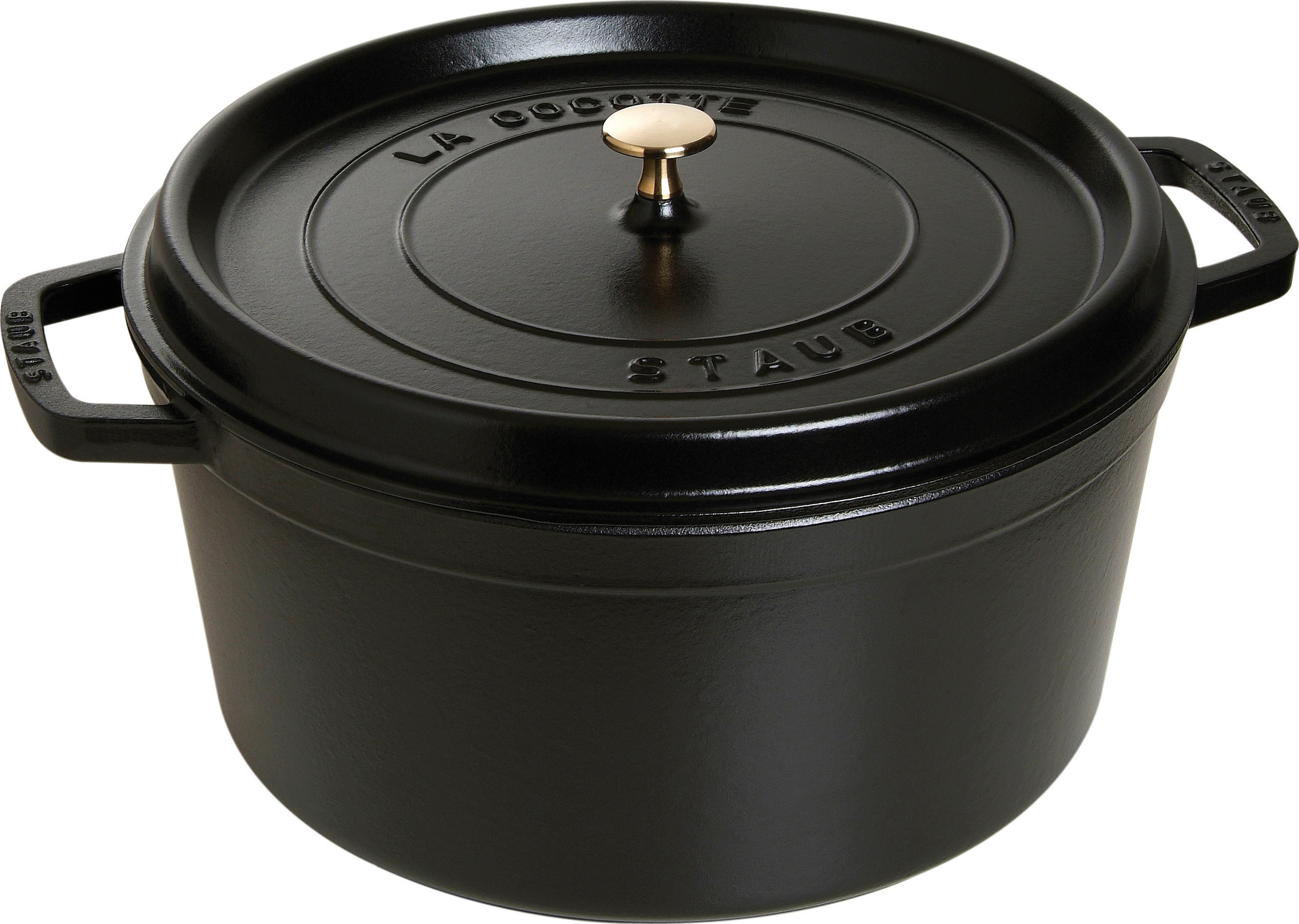 Cocotte, 30 cm, Schwarz, rund, Gusseisen