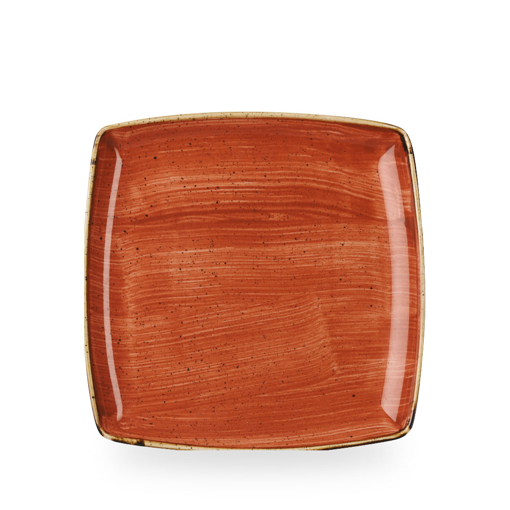 Churchill Stonecast Spiced Orange Platte Tief Quadrat. 26 cm