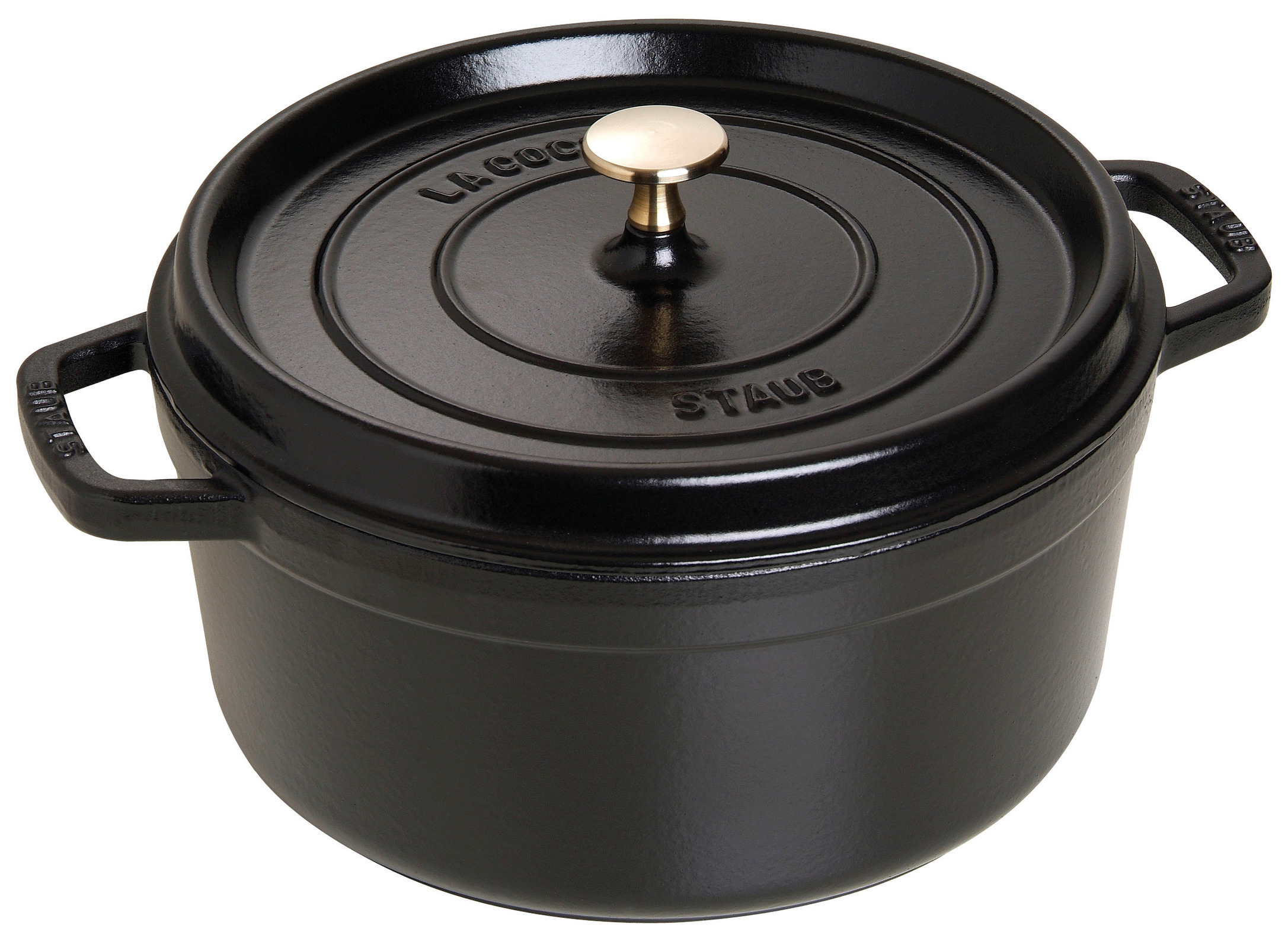 Cocotte, 26 cm, Schwarz, rund, Gusseisen
