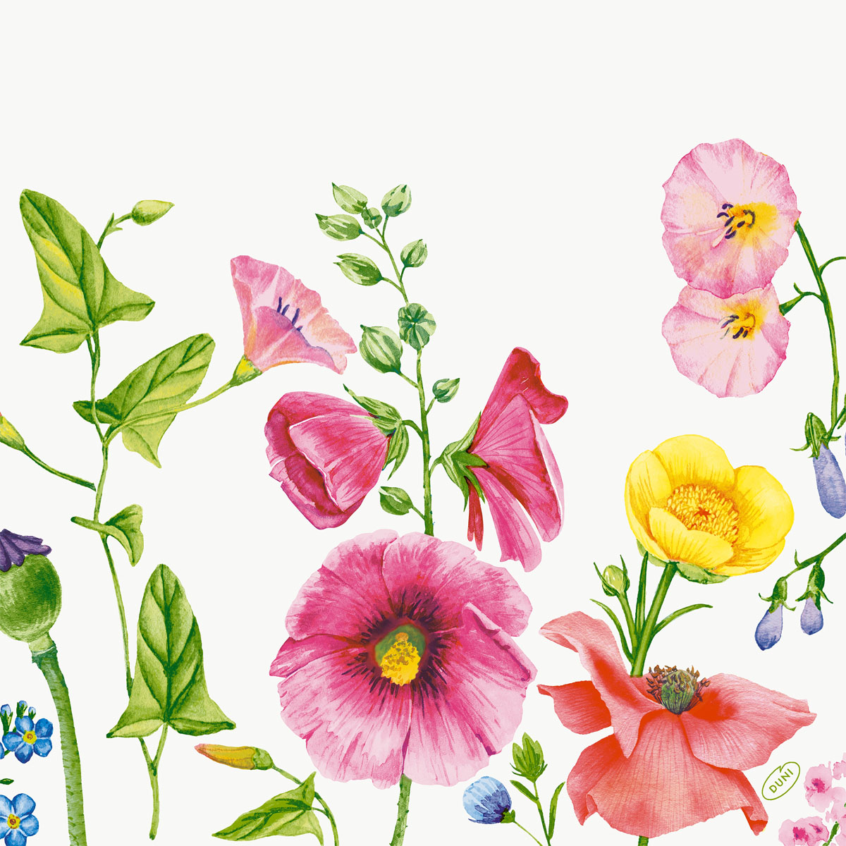 Klassikservietten - Flowy Meadow, 40 x 40 cm, 4-lagig, geprägt, 1/4 Falz