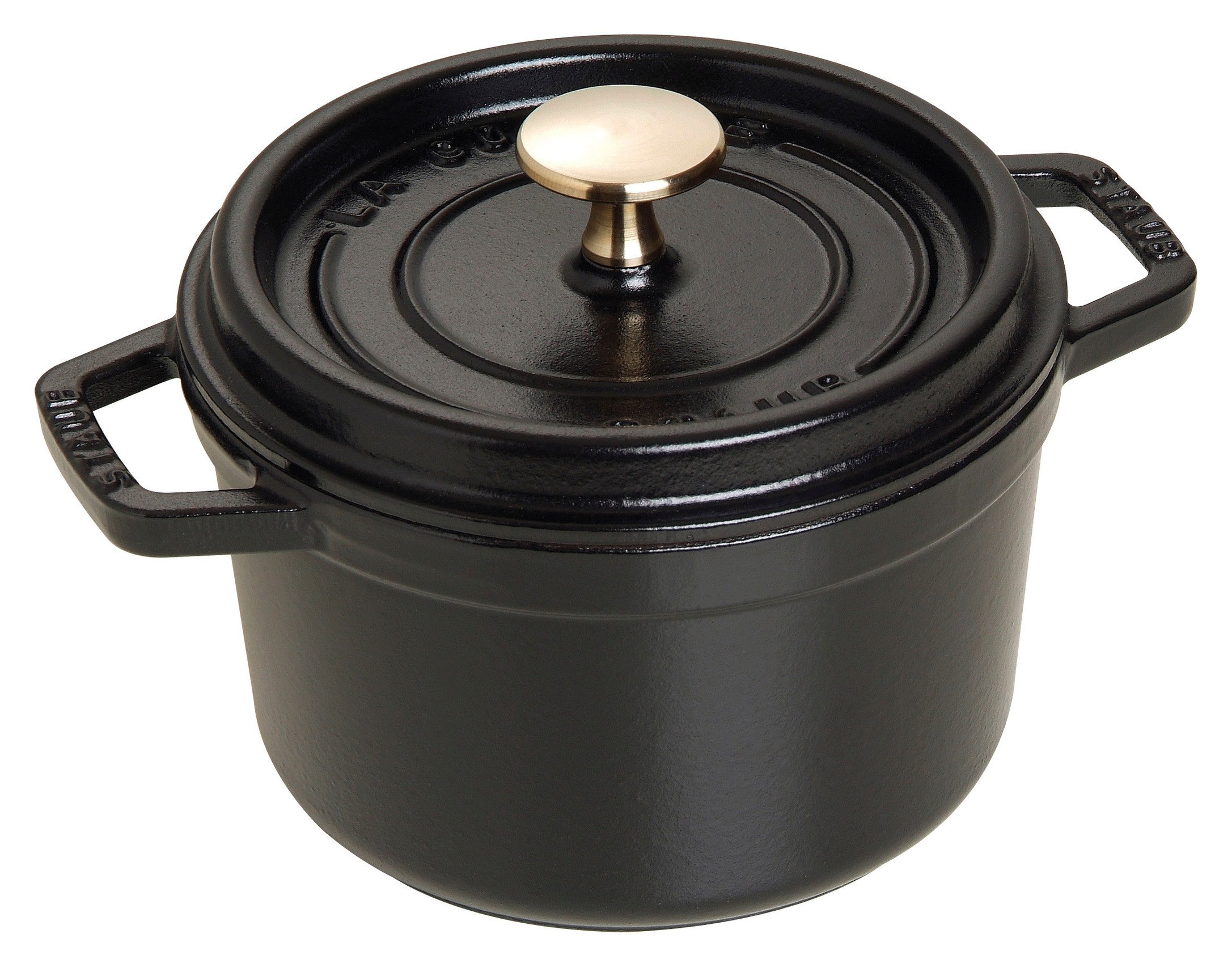 Cocotte, 16 cm, Schwarz, rund, Gusseisen